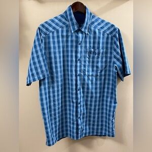 Under Armour Mens Button Front Drift Tide 2.0 Shirt Blue Checkered Sz Large